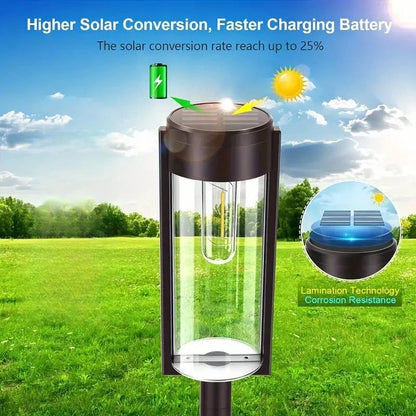 Lampa solara de gradina 1+1 Gratis Tip Felinar LED 55Cm Rezitenta la intemperii IP65 Lumina calda Pentru Curte, Alee, Drum