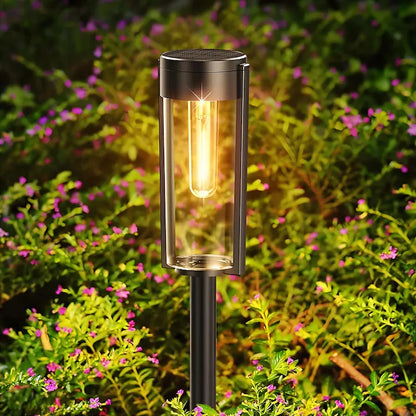 Lampa solara de gradina 1+1 Gratis Tip Felinar LED 55Cm Rezitenta la intemperii IP65 Lumina calda Pentru Curte, Alee, Drum