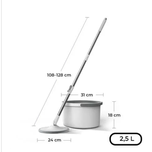 Set mop, AT PERFORMANCE ®, rotativ cu doua rezerve si auto spalare, culoare alb, rotunda, compartimente pentru apa curata si murdara, robinet de scurgere a apei si consum redus - Imagine 9