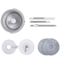 Set mop, AT PERFORMANCE ®, rotativ cu doua rezerve si auto spalare, culoare alb, rotunda, compartimente pentru apa curata si murdara, robinet de scurgere a apei si consum redus - Imagine 5