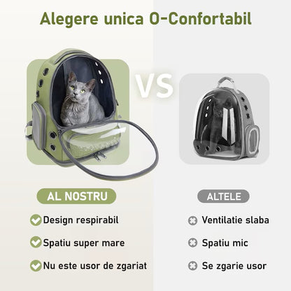 Rucsac Portabil pentru Transport Animale de Companie, cu Hublou Transparent și Design Respirabil, Buzunare Laterale, Material Rezistent, Pentru Pisici și Câini de Talie Medie, Sustine până la 9 Kg, 33 x 27 x 42 cm, Negru