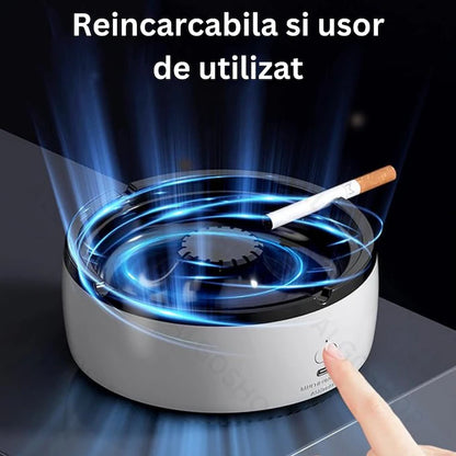 Scrumieră Electrică Inteligentă 2 în 1 cu Purificator de Aer și Aromaterapie, Auto-Stingere, Ventilare Puternică
