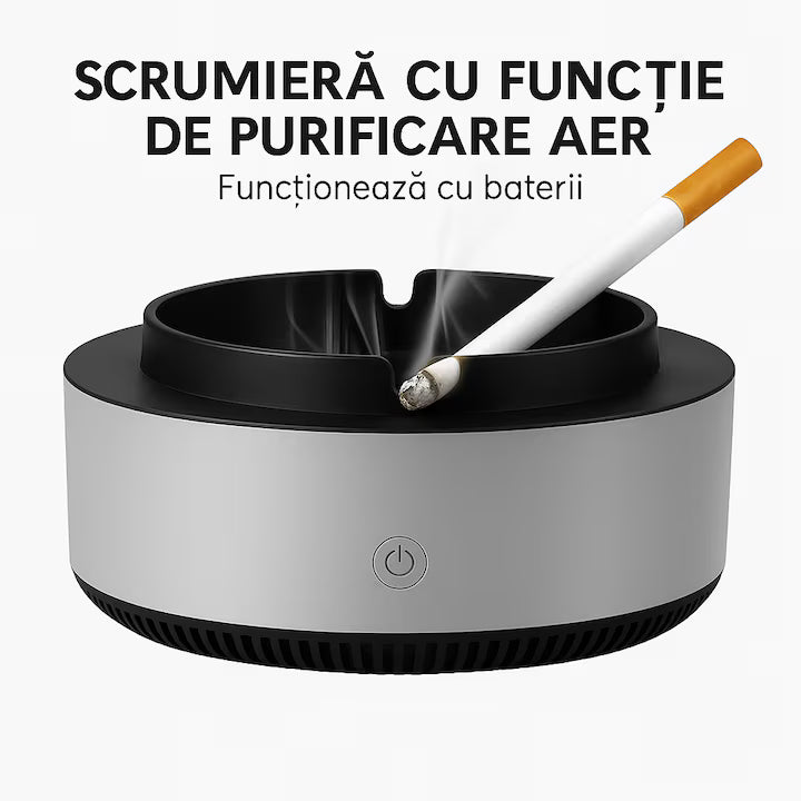 Scrumieră Electrică Inteligentă 2 în 1 cu Purificator de Aer și Aromaterapie, Auto-Stingere, Ventilare Puternică