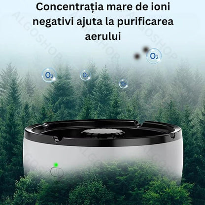 Scrumieră Electrică Inteligentă 2 în 1 cu Purificator de Aer și Aromaterapie, Auto-Stingere, Ventilare Puternică