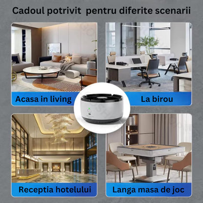 Scrumieră Electrică Inteligentă 2 în 1 cu Purificator de Aer și Aromaterapie, Auto-Stingere, Ventilare Puternică
