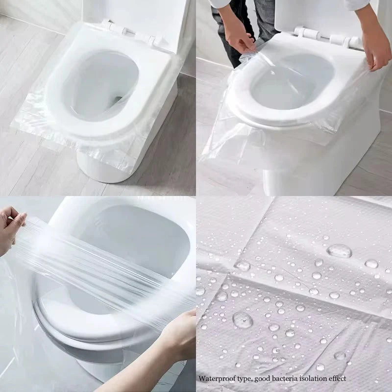 Set 100x Protecții Igienice de Unică Folosință pentru Colac WC, Portabile, Ideale pentru Toaletă Publică sau Călătorii