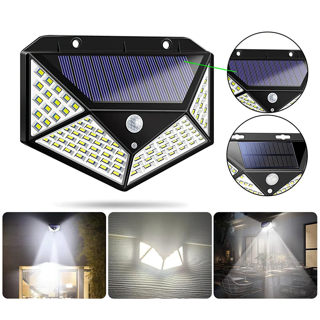 Set 10X lampi solare, 100 leduri cu senzori de miscare si 3 moduri de functionare, buton ON/OFF, Baterie 600 mAh