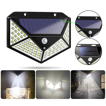Set 10X lampi solare, 100 leduri cu senzori de miscare si 3 moduri de functionare, buton ON/OFF, Baterie 600 mAh