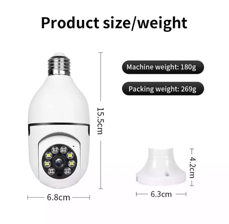 Set 2 X camere de supraveghere Cu Soclu, Tip Bec, Wi-Fi, Full HD, Detectare miscare, IP66, vedere nocturna color, Control din aplicatie, Alarma, Microfon Bidirectional