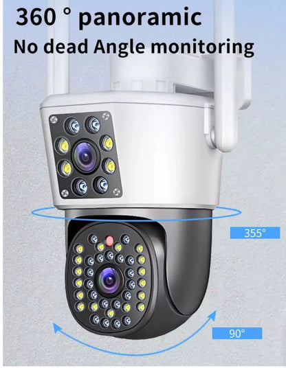 Set 2x Camere Supraveghere WiFi Exterior, 6MP, Full HD+, 2 Lentile Integrate – Vizualizare Extinsă, Detectare Mișcare, Acces Remote