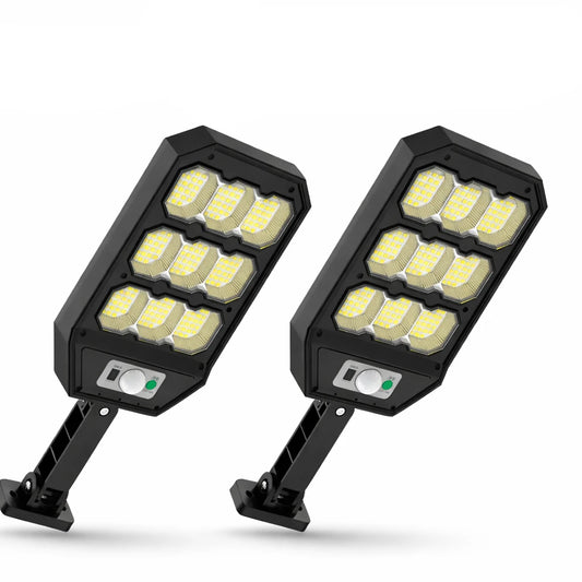 Set 2X Lampa Solara 9 celule 300W Jortan, 6000 Lumeni, 280 LED-uri, Autonomie 12 ore, 3 Moduri de iluminare, Senzor de Miscare Telecomanda, Protectie IP66