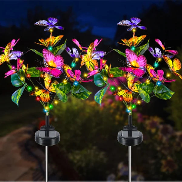Set 2X Lampă Solară Decorativă de Grădină Tip Fluture cu LED 70Cm, Iluminat Exterior, Rezistent la Apă, Decor Ambiental pentru Curte și Terasă - Imagine 2