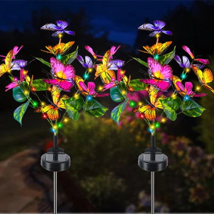 Set 2X Lampă Solară Decorativă de Grădină Tip Fluture cu LED 70Cm, Iluminat Exterior, Rezistent la Apă, Decor Ambiental pentru Curte și Terasă - Imagine 2
