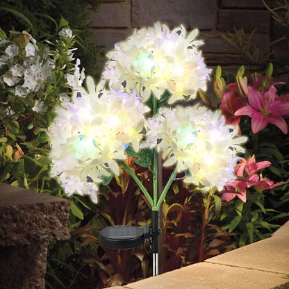 Set 2X Lampa Solara Decorativa de Gradină Flori albe cu LED 80Cm, Iluminat Exterior, Rezistent la Apa, Decor Ambiental pentru Curte si terasă