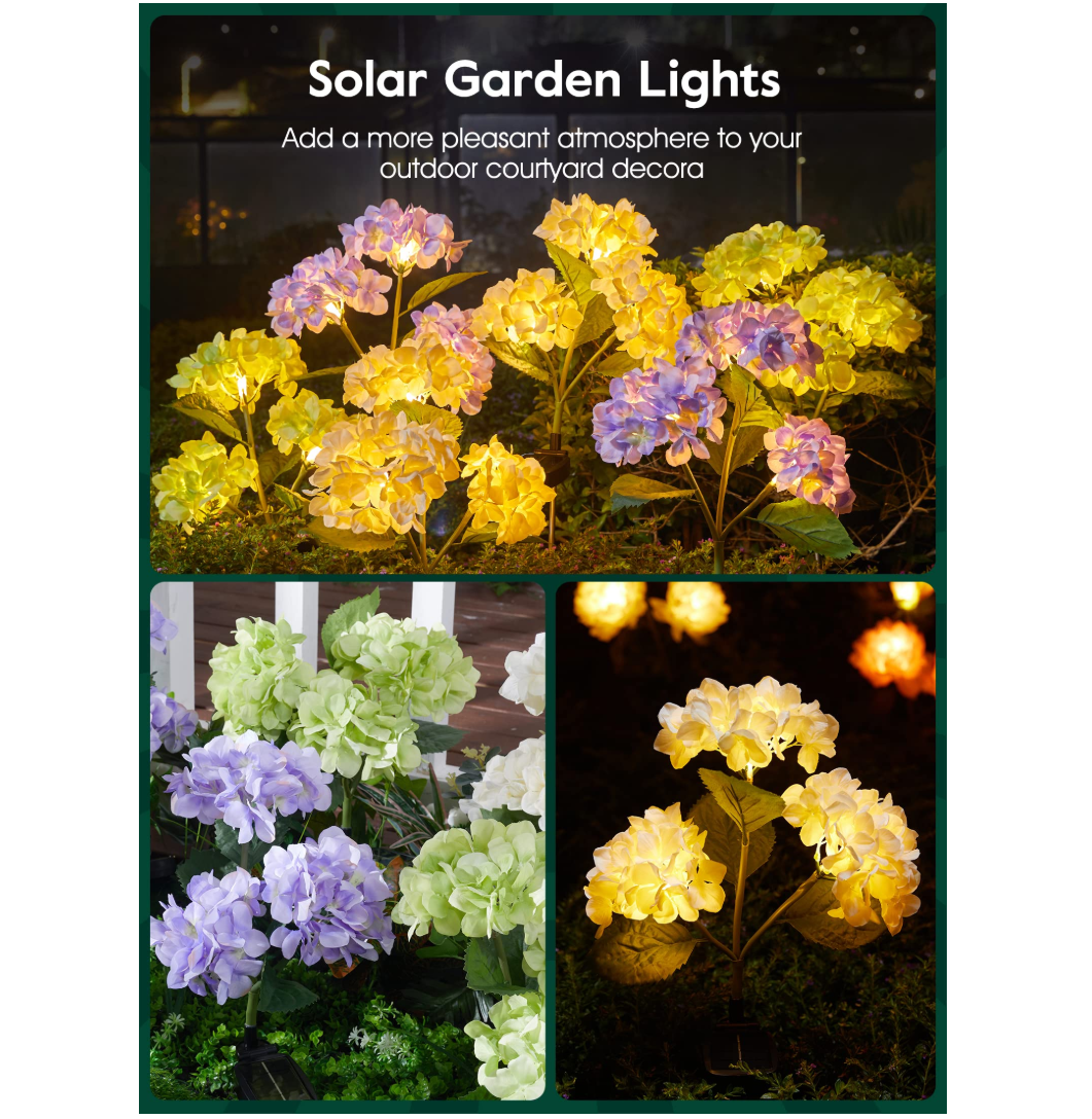 Set 2X Lampa Solara Decorativa de Gradină Flori albe cu LED 80Cm, Iluminat Exterior, Rezistent la Apa, Decor Ambiental pentru Curte si terasă