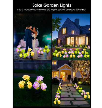 Set 2X Lampa Solara Decorativa de Gradină Flori albe cu LED 80Cm, Iluminat Exterior, Rezistent la Apa, Decor Ambiental pentru Curte si terasă