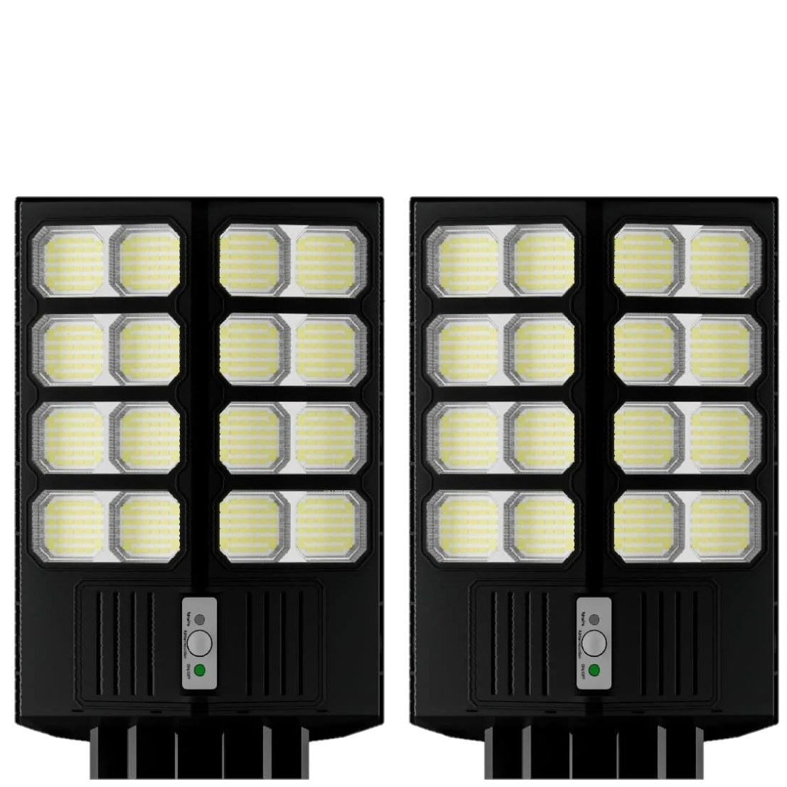 Set 2X Lampa Solara Dubla LED Jortan, 1600W, Telecomanda, Suport metalic inclus, Unghi Larg de iluminare, Autonomie extinsa, Senzor de miscare si de Lumina, Panou Solar Monocristalin