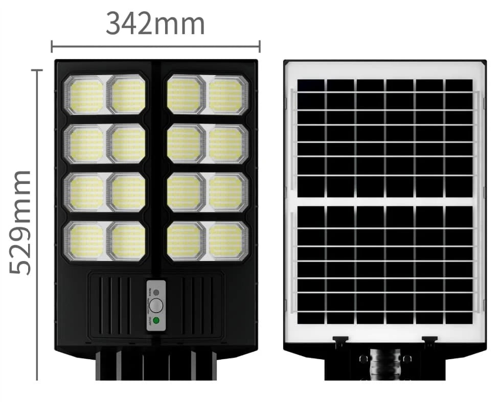 Set 2X Lampa Solara Dubla LED Jortan, 2000W, Telecomanda, Suport metalic inclus, Unghi Larg de iluminare, Autonomie extinsa, Senzor de miscare si de Lumina, Panou Solar Monocristalin
