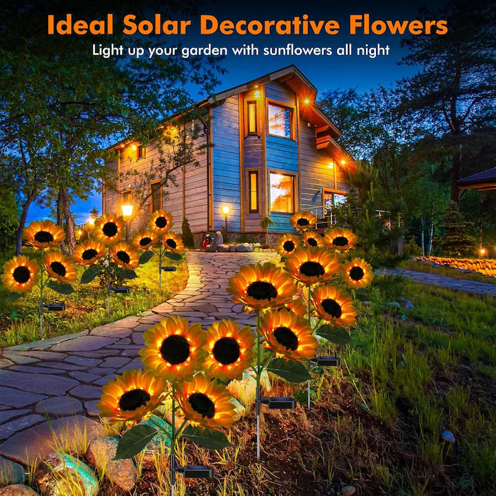 Set 2X Lămpi Solare Decorative Floarea Soarelui, Iluminare Caldă și Elegantă pentru Grădină, Terasă și Alei, Flori Luminoase cu Încărcare Solară și Aprindere Automată