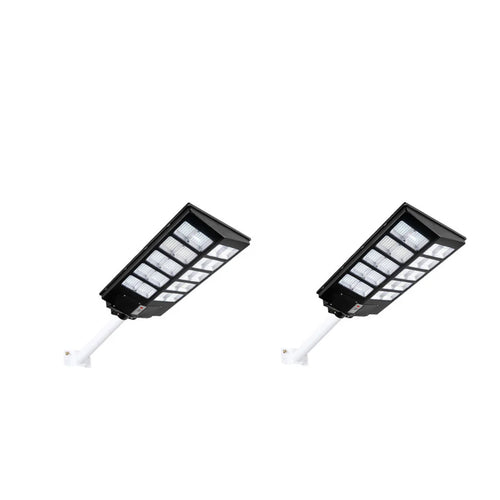 Set 2X Lampi solare LED stradala dubla Jortan® led smd, 1000 W, 3 moduri de functionare, Telecomanda de control, Suport metalic inclus
