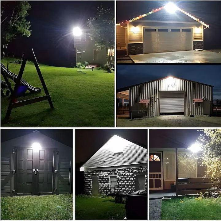 Set 2X Proiector solar 100W Pro Light 7600 Lumeni, LED Ultra Luminos, Control din Telecomanda, Autonomie Pana la 12 Ore, IP66 Senzor de lumina