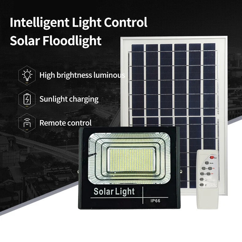 Set 2X Proiector solar LED, Jortan 50W, Corp iluminat, cu incarcare solara, Panou fotovoltaic separat, suport, telecomanda