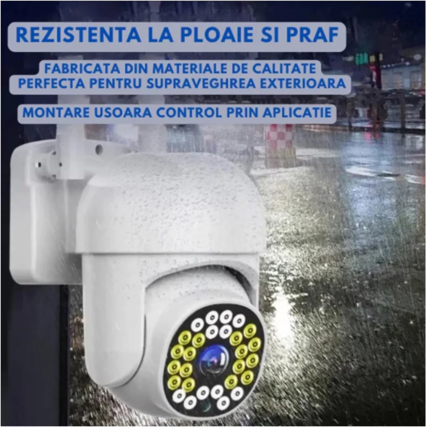 Set 3X Camera de supraveghere WIFI 3MP, Jortan Senzor de miscare, rotire rapida 360 grade, Sirena cu Alarma, Detectie umana, Vedere color noaptea, microfon audio bidirectional, 3X Carduri cadou