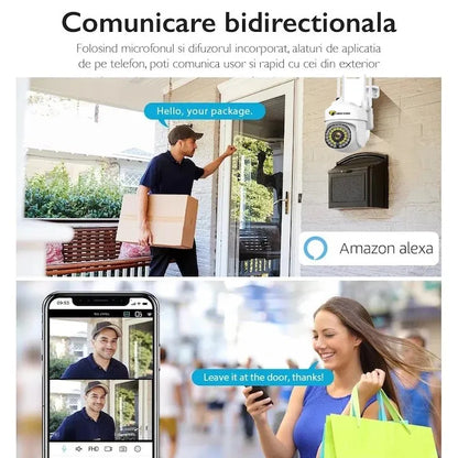 Set 3X Camera de supraveghere WIFI 3MP, Jortan Senzor de miscare, rotire rapida 360 grade, Sirena cu Alarma, Detectie umana, Vedere color noaptea, microfon audio bidirectional, 3X Carduri cadou