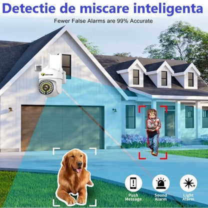 Set 3X Camera de supraveghere WIFI 3MP, Jortan Senzor de miscare, rotire rapida 360 grade, Sirena cu Alarma, Detectie umana, Vedere color noaptea, microfon audio bidirectional, 3X Carduri cadou