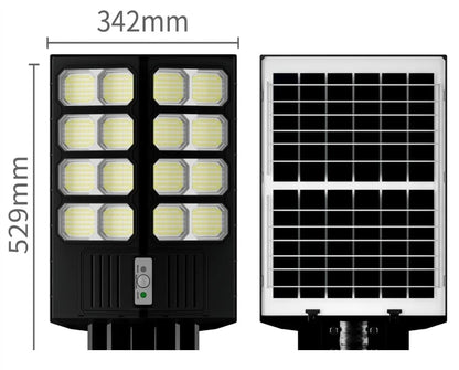 Set 3X Lampa Solara Dubla LED Jortan, 2000W, Telecomanda, Suport metalic inclus, Unghi Larg de iluminare, Autonomie extinsa, Senzor de miscare si de Lumina, Panou Solar Monocristalin