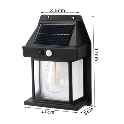 Set 3X Lampă Solară LED de Perete Tip Felinar Iluminat Exterior cu Senzor de Mișcare 8m, 3 Moduri Inteligente de lumina, Rezistență IP65, Fără Fir, Ideală pentru Curte și Grădină