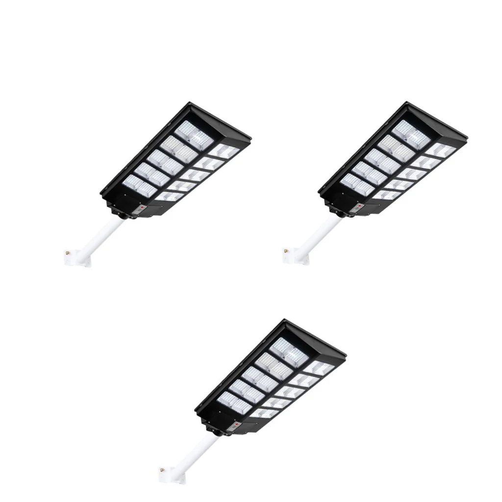 Set 3X Lampi solare LED stradala dubla Jortan® led smd, 1000 W, 3 moduri de functionare, Telecomanda de control, Suport metalic inclus