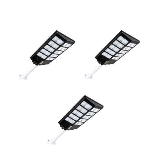 Set 3X Lampi solare LED stradala dubla Jortan® led smd, 1000 W, 3 moduri de functionare, Telecomanda de control, Suport metalic inclus