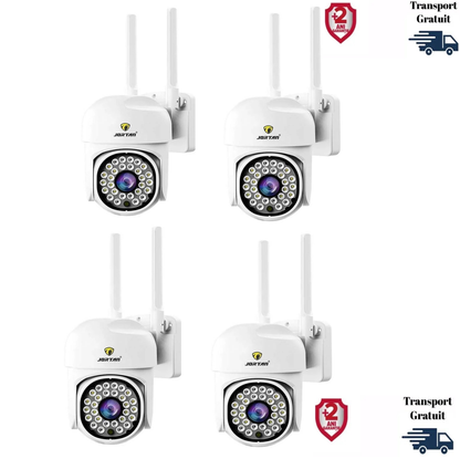 Set 4X Camera de supraveghere WIFI 3MP, Jortan rotire rapida 360 grade, Sirena cu Alarma, Detectie umana, Vedere color noaptea, microfon audio bidirectional