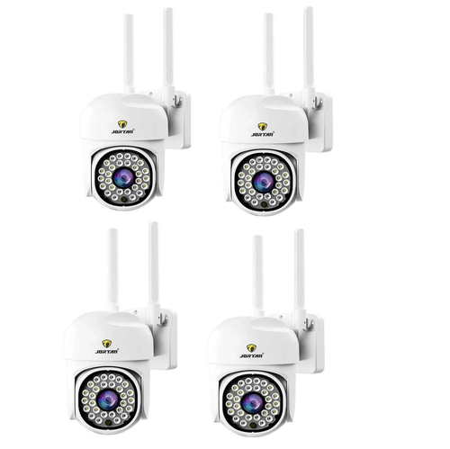 Set 4X Camere de supraveghere Jortan WIFI, rotire rapida 360 grade, Senzor de miscare, Detectie umana, Vedere color noaptea, Sirena cu Alarma, microfon audio bidirectional, Protectie IP66