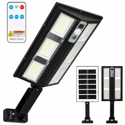 Set 4X Lampă Solara Stradală Exterior LED 200W, 2000 Lumeni, Senzor de Mișcare cu Telecomandă, 230 LED Next Gen, Autonomie până la 8 Ore, Panou Solar cu Încărcare Rapidă, Protecție IP66
