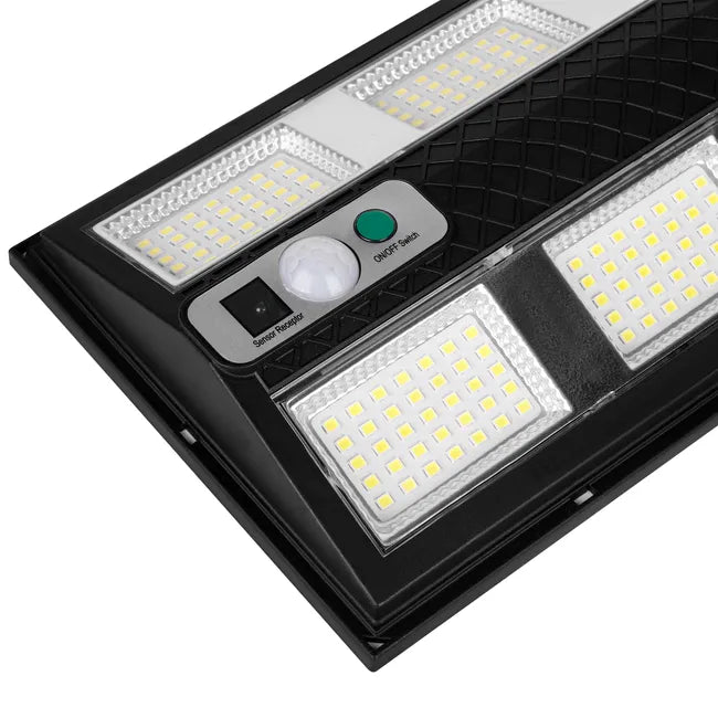 Set 4X Lampă Solara Stradală Exterior LED 200W, 2000 Lumeni, Senzor de Mișcare cu Telecomandă, 230 LED Next Gen, Autonomie până la 8 Ore, Panou Solar cu Încărcare Rapidă, Protecție IP66