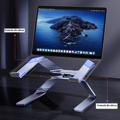 Stand Laptop din Aluminiu, Ergonomic, Pliabil, Portabil, Inaltime Reglabila, cu axa de rotatie 150 de grade