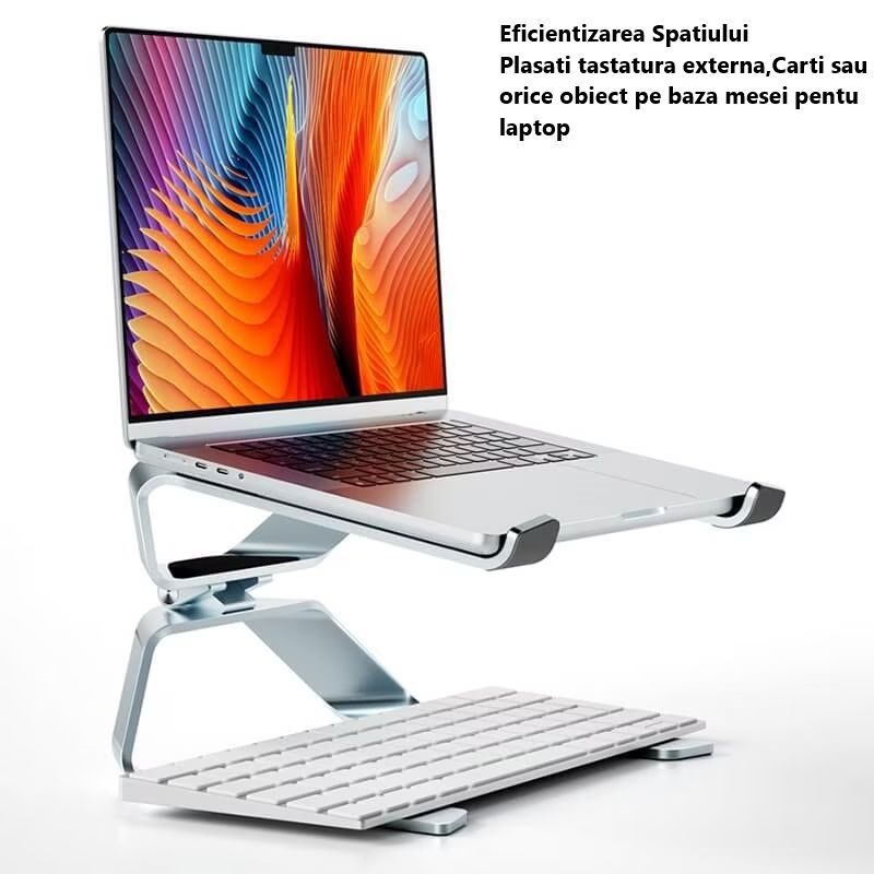 Stand Laptop din Aluminiu, Ergonomic, Pliabil, Portabil, Inaltime Reglabila, cu axa de rotatie 150 de grade