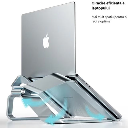 Stand Laptop din Aluminiu, Ergonomic, Pliabil, Portabil, Inaltime Reglabila, cu axa de rotatie 150 de grade