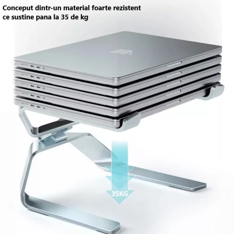Stand Laptop din Aluminiu, Ergonomic, Pliabil, Portabil, Inaltime Reglabila, cu axa de rotatie 150 de grade