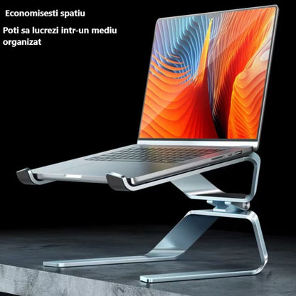 Stand Laptop din Aluminiu, Ergonomic, Pliabil, Portabil, Inaltime Reglabila, cu axa de rotatie 150 de grade