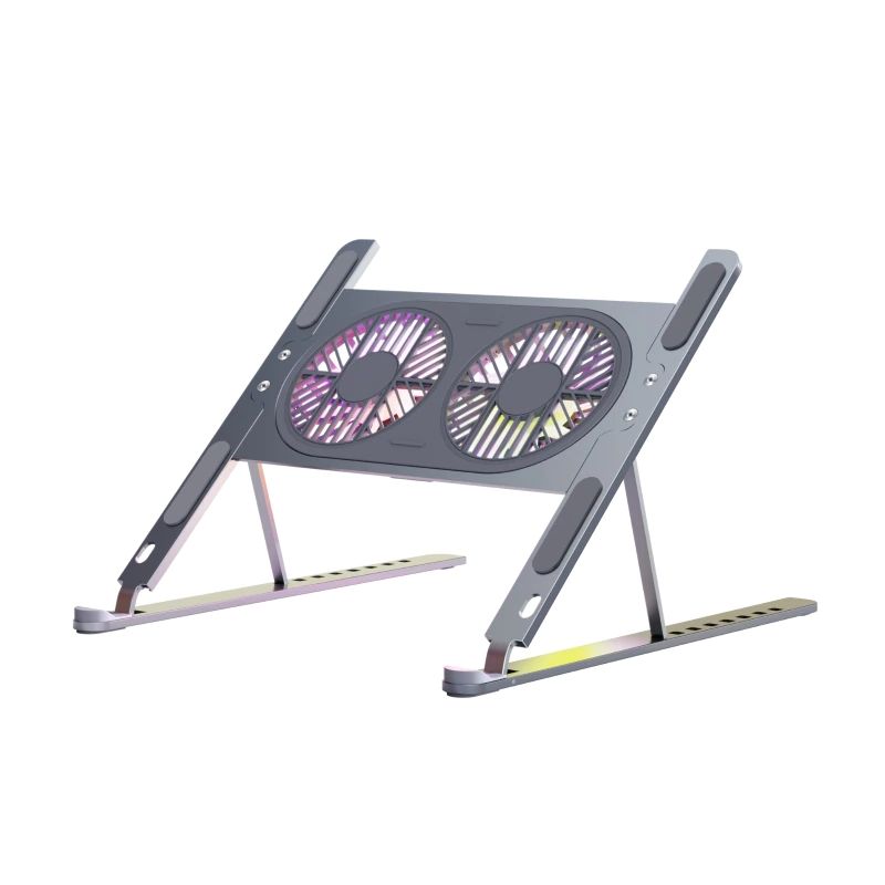 Cooler Stand Laptop, Cu 2 ventilatoare, Reglabil, Aluminiu Durabil, Cu 8 trepte de inaltime