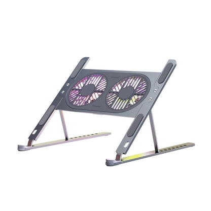 Cooler Stand Laptop, Cu 2 ventilatoare, Reglabil, Aluminiu Durabil, Cu 8 trepte de inaltime