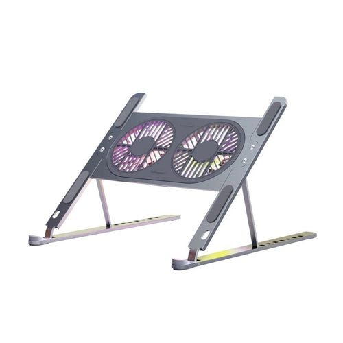 Cooler Stand Laptop, Cu 2 ventilatoare, Reglabil, Aluminiu Durabil, Cu 8 trepte de inaltime