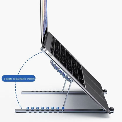 Cooler Stand Laptop, Cu 2 ventilatoare, Reglabil, Ergonomic, din Aluminiu Durabil