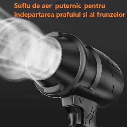 Suflantă de Aer Portabilă 36V, cu 2 Acumulatori 3000mAh, 4 Viteze, 32.000 RPM, Pentru Frunze, Praful din Curte, Grătar sau Zăpadă Ușoară