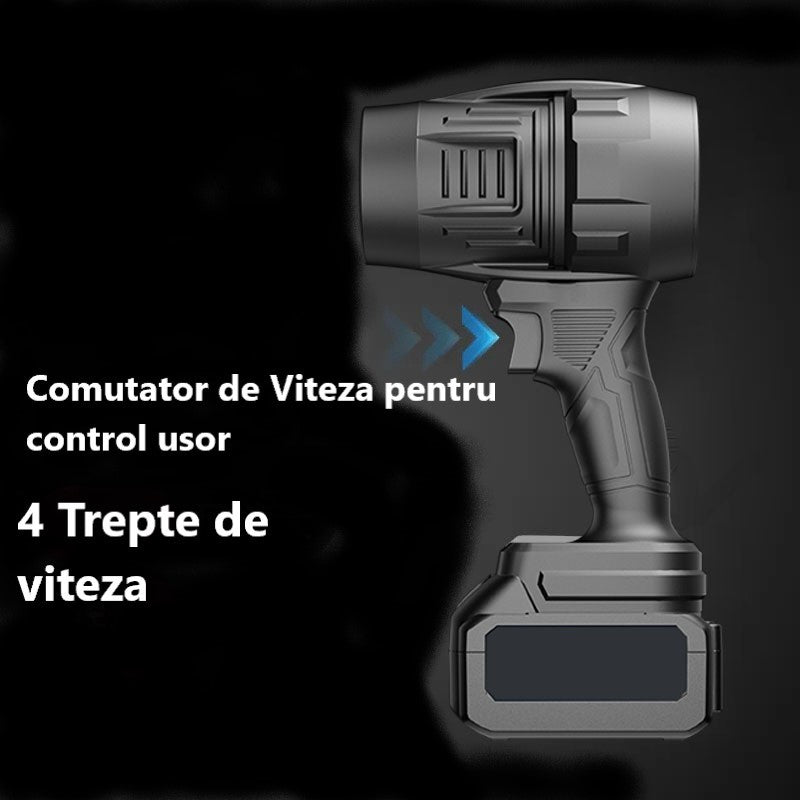 Suflantă de Aer Portabilă 36V, cu 2 Acumulatori 3000mAh, 4 Viteze, 32.000 RPM, Pentru Frunze, Praful din Curte, Grătar sau Zăpadă Ușoară