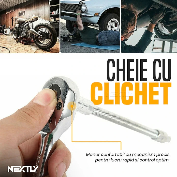Trusă de Scule Profesională 108 Piese, Set Chei Tubulare cu Clichet 72 Dinți, Biți, Prelungitoare și Adaptoare, Oțel Crom-Vanadiu, Geanta de Transport, Ideală pentru Reparații Auto, Casă și Atelier
