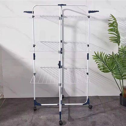 Uscător de Rufe Vertical Pliabil cu 3 Etaje și Roți Extensibil Design Compact si Rezistent din Aluminiu